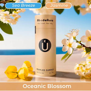 White Pearled Candle  - Oceanic Blossom Scented