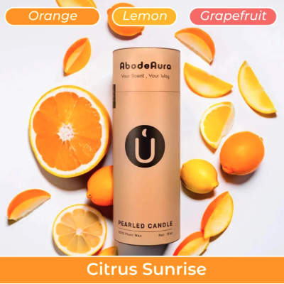 White Pearled Candle  - Citrus Sunrise Scented